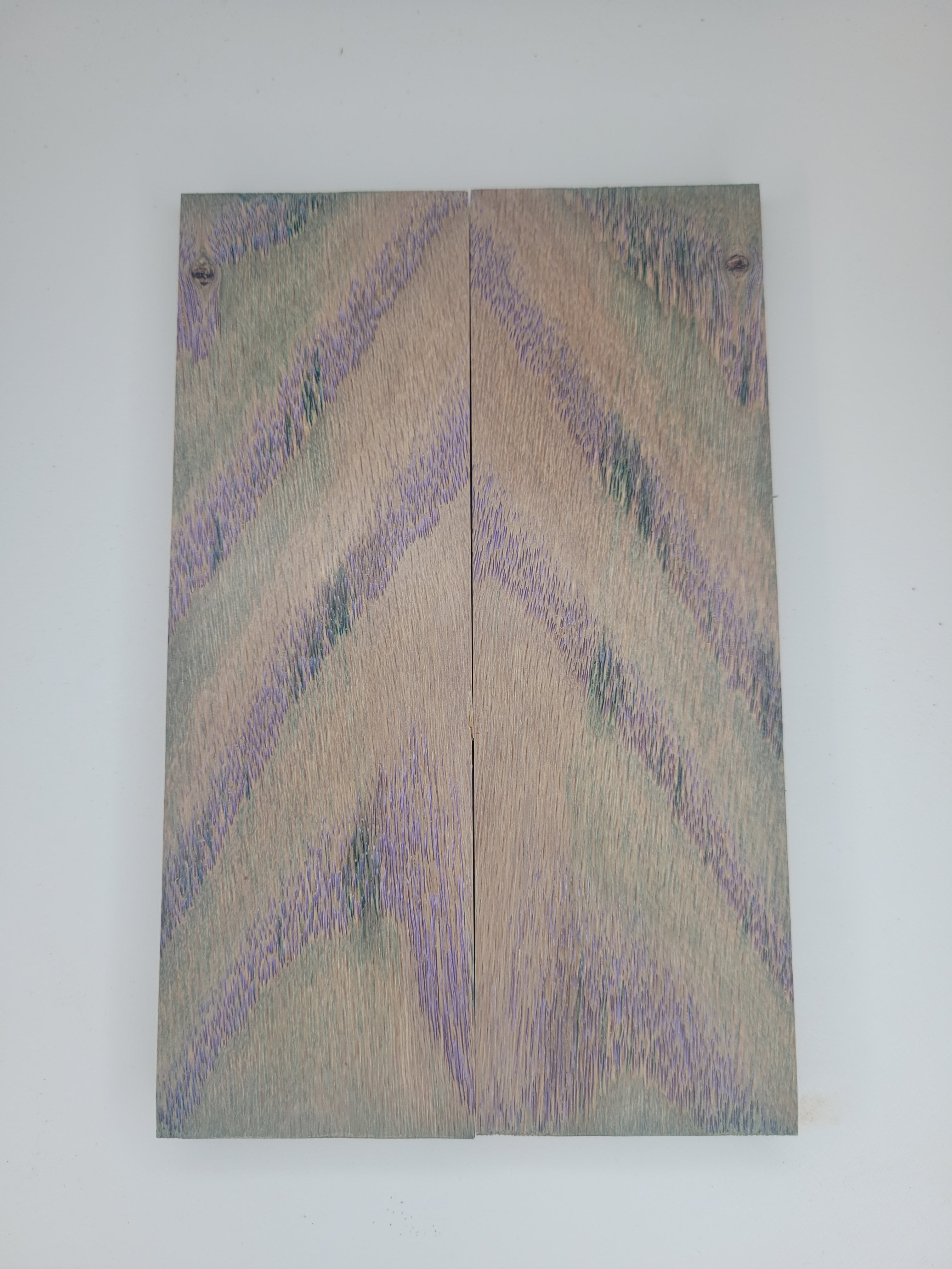 Quarter Sawn white oak - stabilized  - purple and green dyed scale