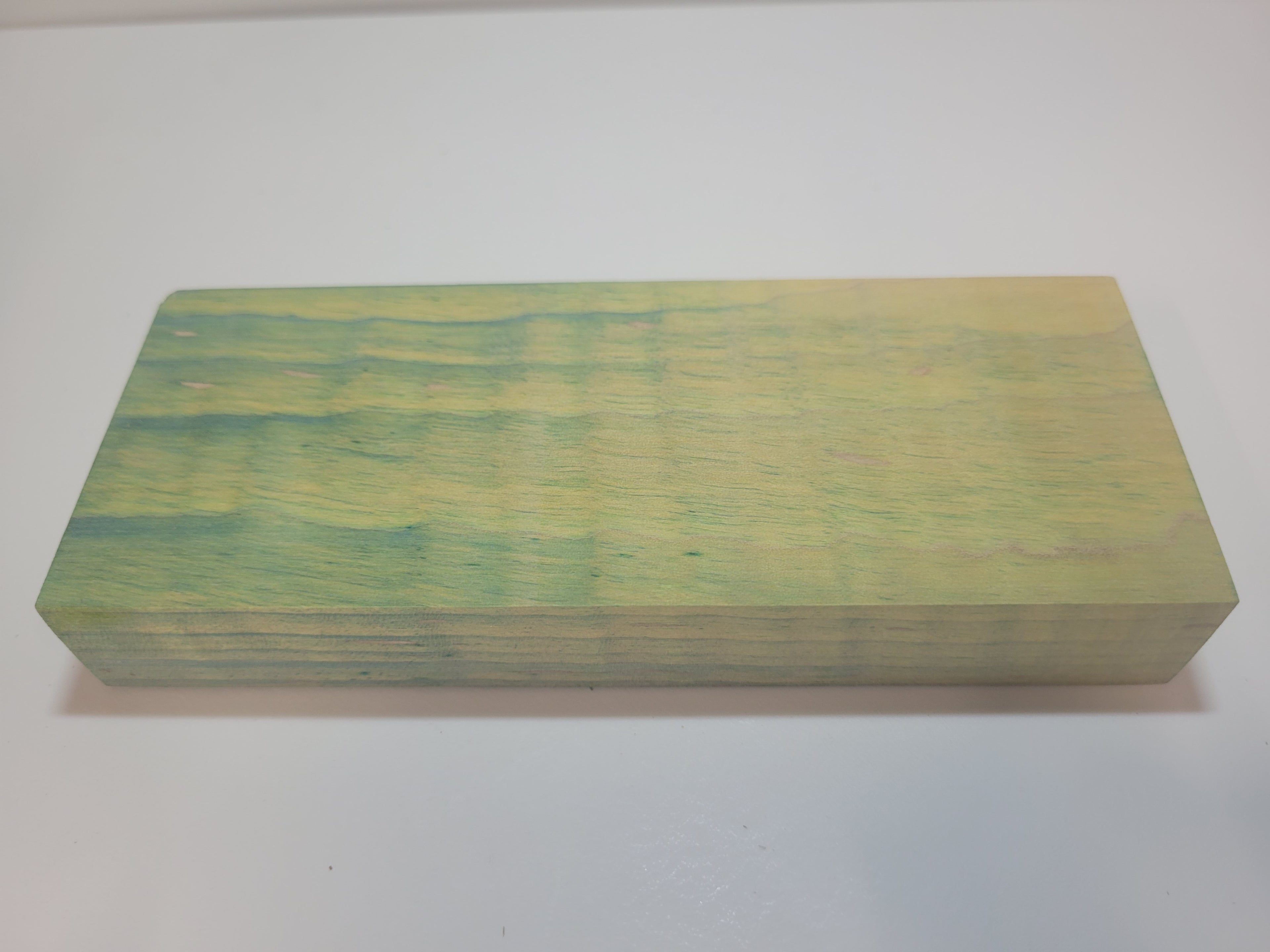 Green and gold dyed Curly Maple - stabilized